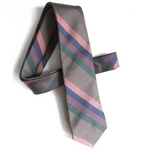 Vintage Collegiate Silk Necktie Rainbow Stripe